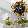 Shangjie Oem Joyas Broche de mode unique pour la déclaration de dames Broches de tournesol élégant en cristal élégant pour le bureau